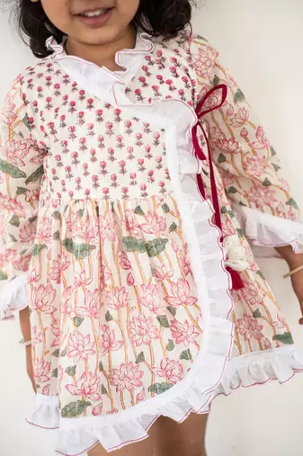 Blue cotton printed dresses