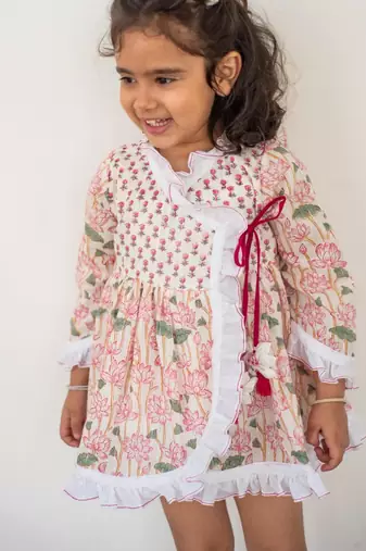 Blue cotton printed dresses