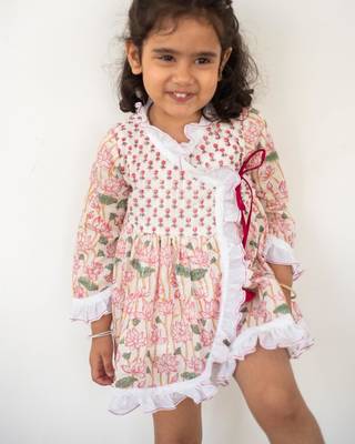 Blue cotton printed dresses 4