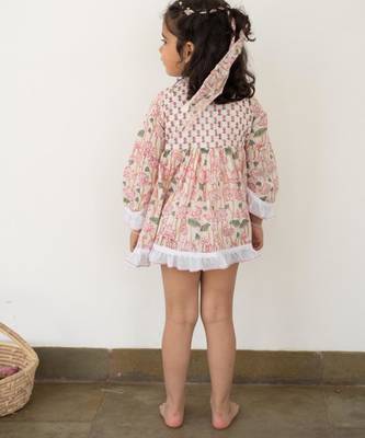 Blue cotton printed dresses 5