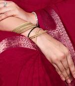 traditional indian poly shimmer saree, detailed zari weaving border 