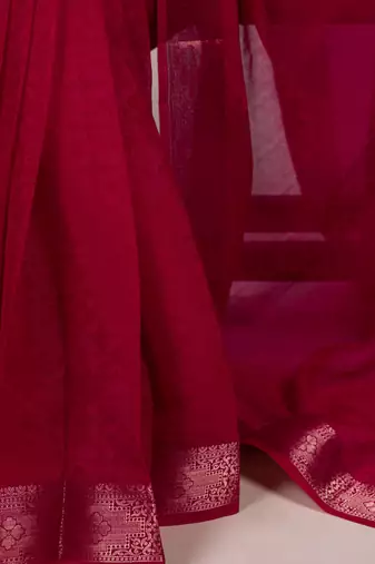 traditional indian poly shimmer saree, detailed zari weaving border 