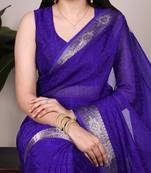 traditional indian poly shimmer saree, detailed zari weaving border 