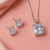 Jewelz silver-tone solitaire pendant necklace set with matching studs