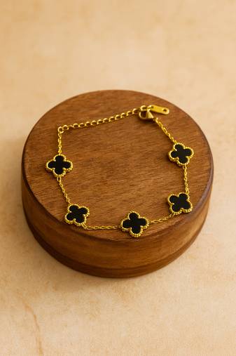 Jewelz black clover charm bracelet