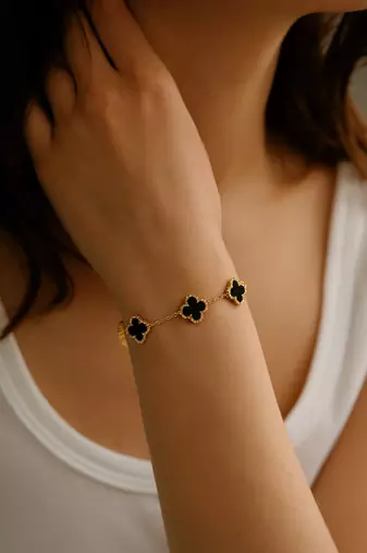 Jewelz black clover charm bracelet