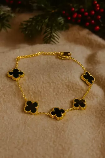 Jewelz black clover charm bracelet
