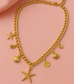 Jewelz gold finish starfish & shell pendant necklace