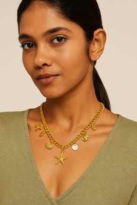 Jewelz gold finish starfish & shell pendant necklace 2