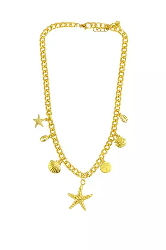 Jewelz gold finish starfish & shell pendant necklace