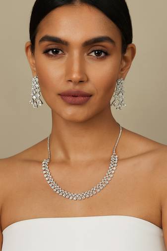 Jewelz ad necklaces & earring for women | rhodium-plated necklace for women |