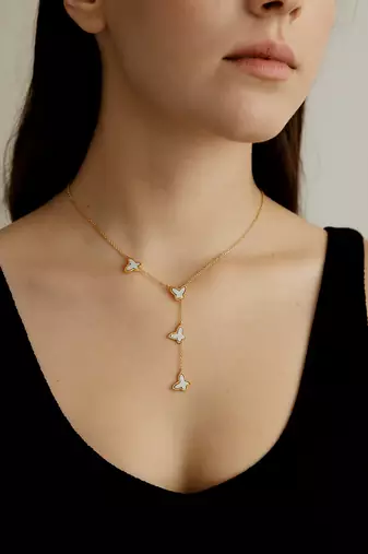 Jewelz gold butterfly drop necklace