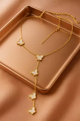 Jewelz gold butterfly drop necklace