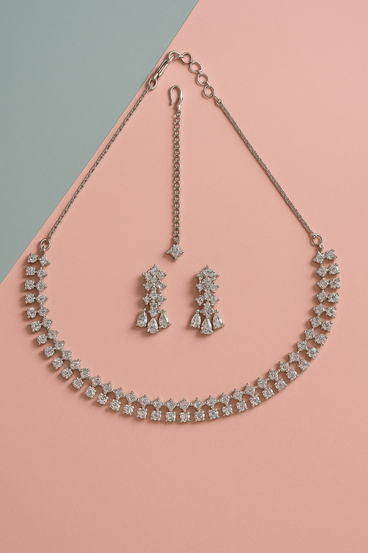 Jewelz ad necklaces & earring for women | rhodium-plated necklace for women |