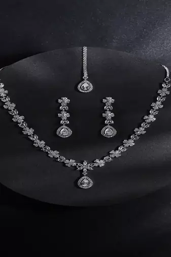 Jewelz ad necklaces & earring for women | rhodium-plated necklace for women |