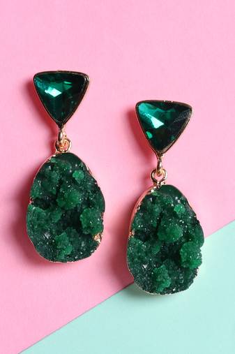 Jewelz green stone drops & danglers alloy earring for girls & women