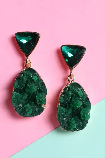 Jewelz green stone drops & danglers alloy earring for girls & women