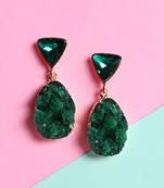 Jewelz green stone drops & danglers alloy earring for girls & women