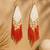 Jewelz handmade white, gold & red beaded tassel earrings