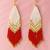 Jewelz handmade white, gold & red beaded tassel earrings