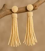 Jewelz handmade ivory beaded tassel earrings