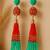 Jewelz red & green beaded tassel earrings