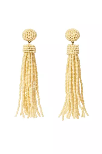 Jewelz handmade ivory beaded tassel earrings
