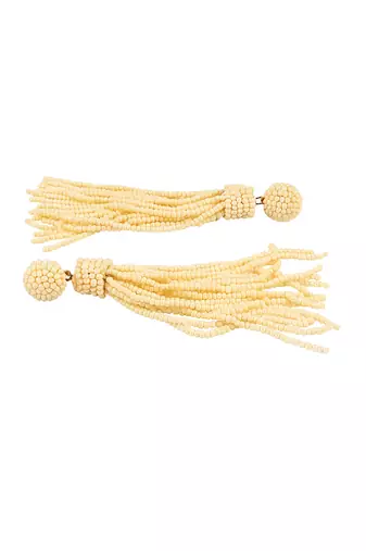 Jewelz handmade ivory beaded tassel earrings