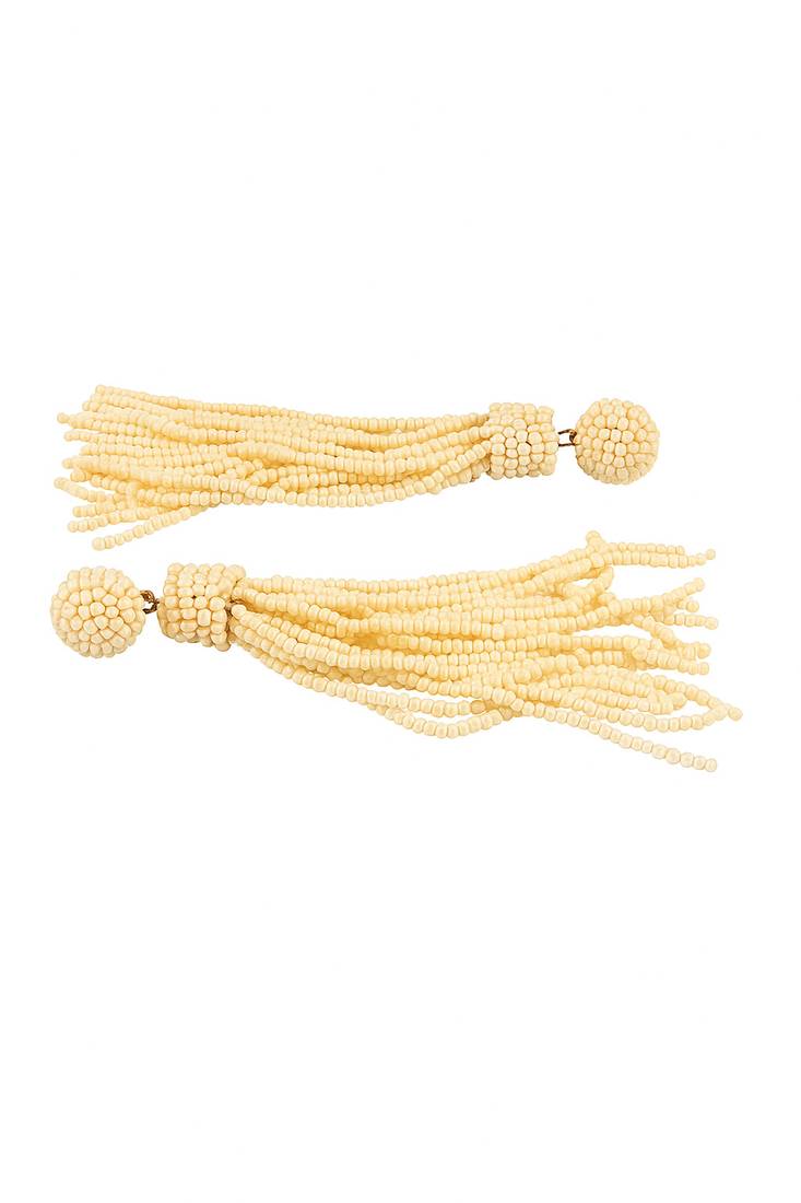 Jewelz handmade ivory beaded tassel earrings