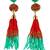 Jewelz red & green beaded tassel earrings