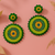 Jewelz handmade green & gold beaded round earrings