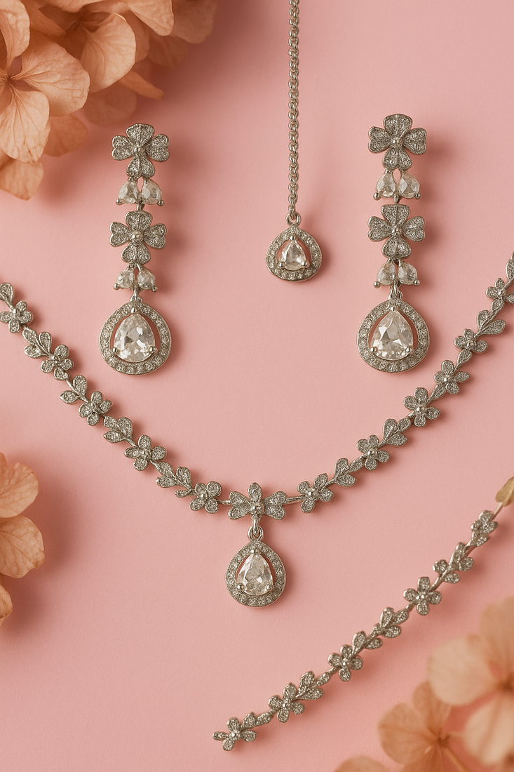 Jewelz ad necklaces & earring for women | rhodium-plated necklace for women |