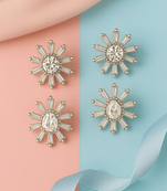 Jewelz silver-tone crystal flower stud earrings – set of 2 pairs