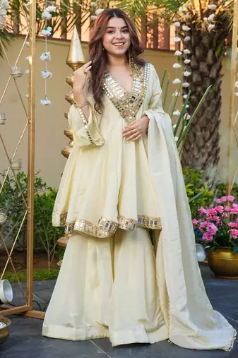  Ivory Embroidered Sharara Set
