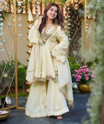  Ivory Embroidered Sharara Set 3
