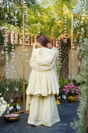  Ivory Embroidered Sharara Set