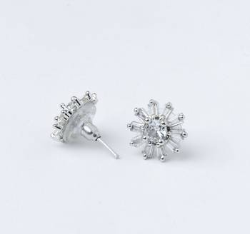 Jewelz silver-tone crystal flower stud earrings     set of 2 pairs 3
