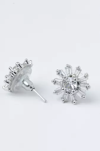 Jewelz silver-tone crystal flower stud earrings     set of 2 pairs