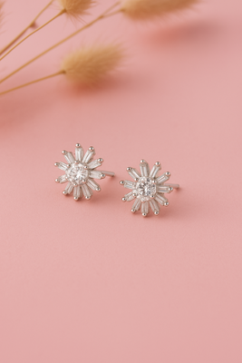 Jewelz silver-tone crystal flower stud earrings     set of 2 pairs 4