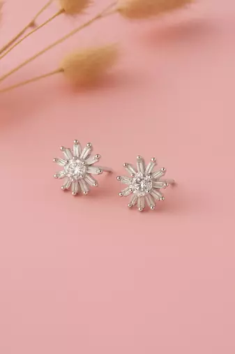 Jewelz silver-tone crystal flower stud earrings     set of 2 pairs