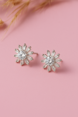 Jewelz silver-tone crystal flower stud earrings     set of 2 pairs 5