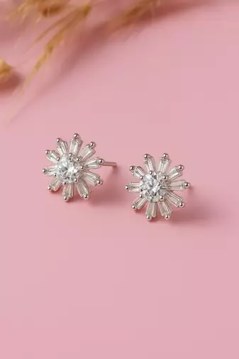Jewelz silver-tone crystal flower stud earrings     set of 2 pairs
