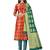 Red woven silk blend unstitched churidar dress-materials