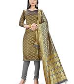 Black woven silk blend unstitched churidar dress-materials