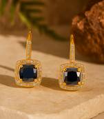 Jewelz gold-plated black stone drop earrings with crystal border