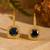 Jewelz gold-plated black stone drop earrings with crystal border
