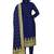 Navy-blue woven silk blend unstitched churidar dress-materials