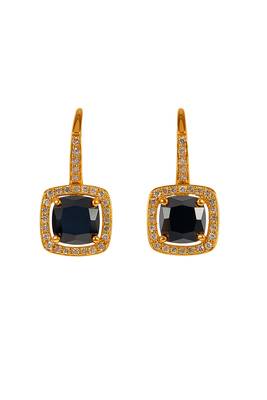 Jewelz gold-plated black stone drop earrings with crystal border 3