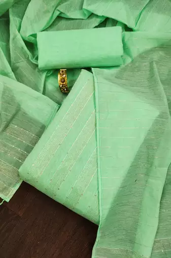 Green sequins chanderi unstitched churidar dress-materials