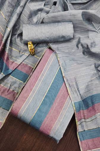 Multicolor woven silk blend unstitched churidar dress-materials